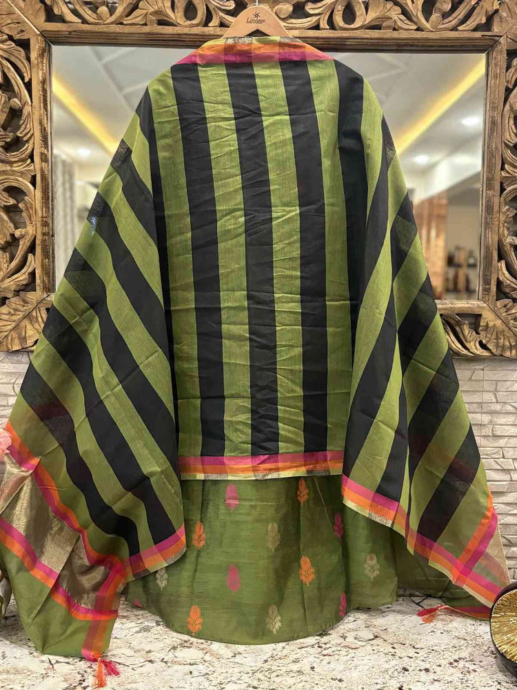 banarsi-silk-jamdani-a-line-suit-set-with-cotton-lining-paired-with-silk-striped-dupatta-megendi-green-4