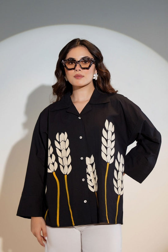 Brush Paint Cotton Oversized Shirt
