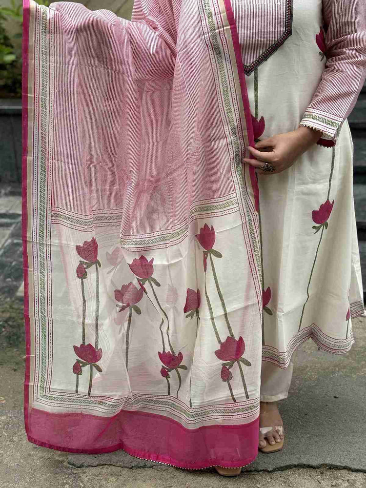 exclusive-chanderi-hand-block-print-a-line-suit-set-off-white-and-dark-pink-2