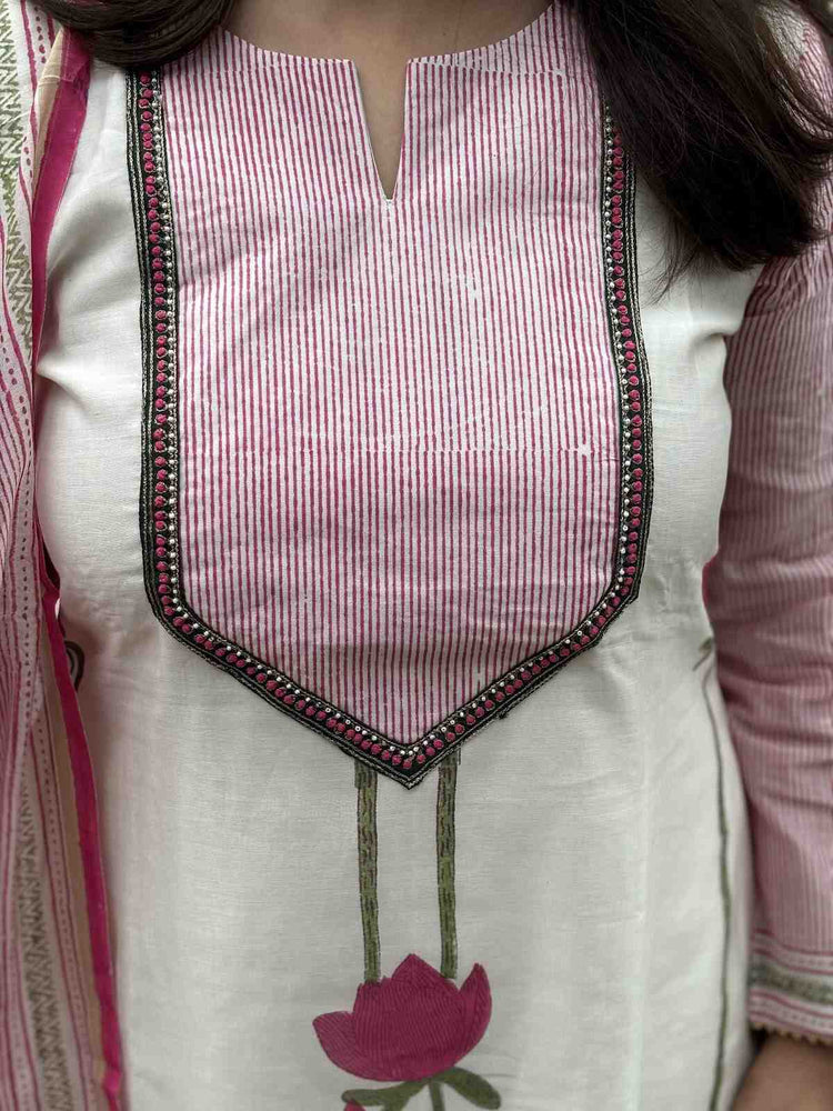 exclusive-chanderi-hand-block-print-a-line-suit-set-off-white-and-dark-pink-4
