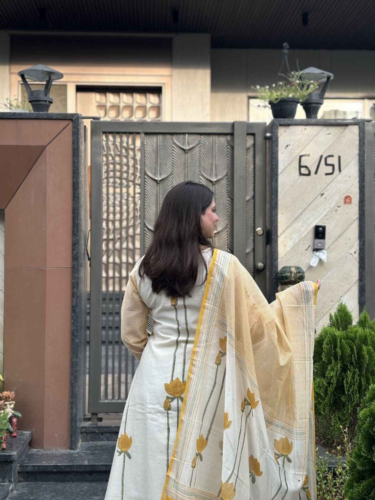 exclusive-chanderi-hand-block-print-a-line-suit-set-off-white-and-yellow-3