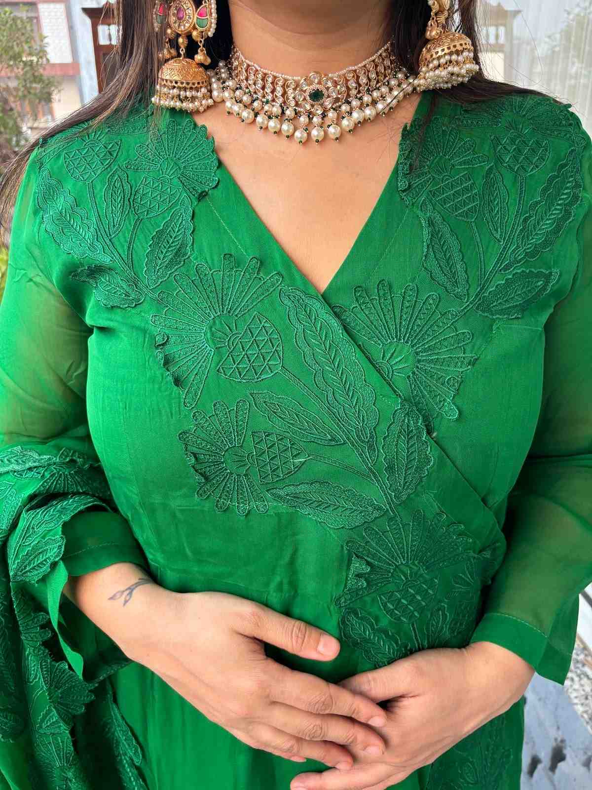 exclusive-soft-organza-angrakha-suit-set-with-embroidery-cut-work-paired-with-fully-embroidered-cut-work-organza-dupatta-paired-with-dola-silk-pants-emerald-green-2