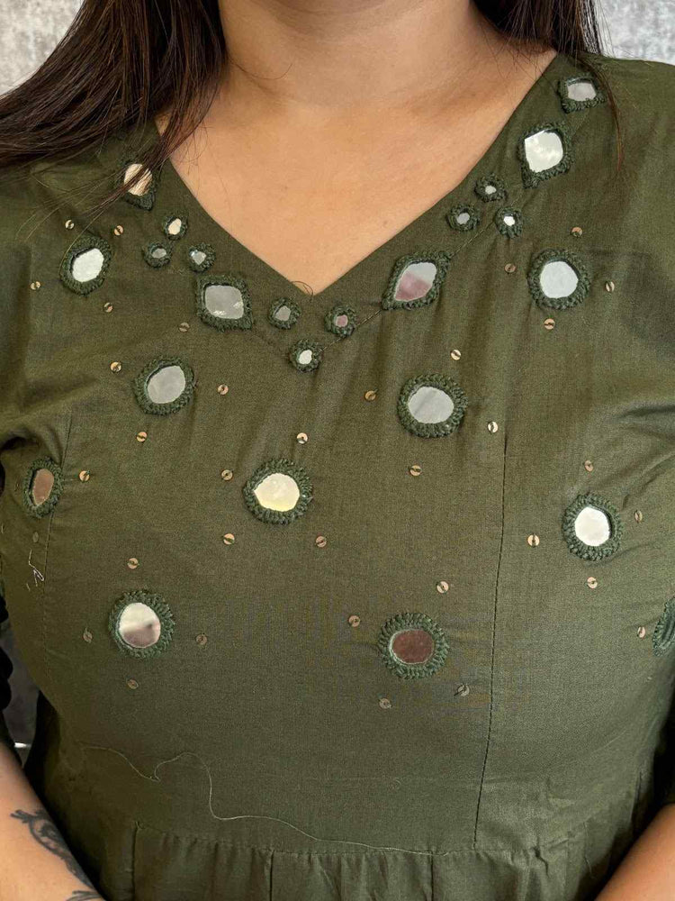 hand-embroidered-mirror-work-anarkali-style-pant-set-olive-green-2
