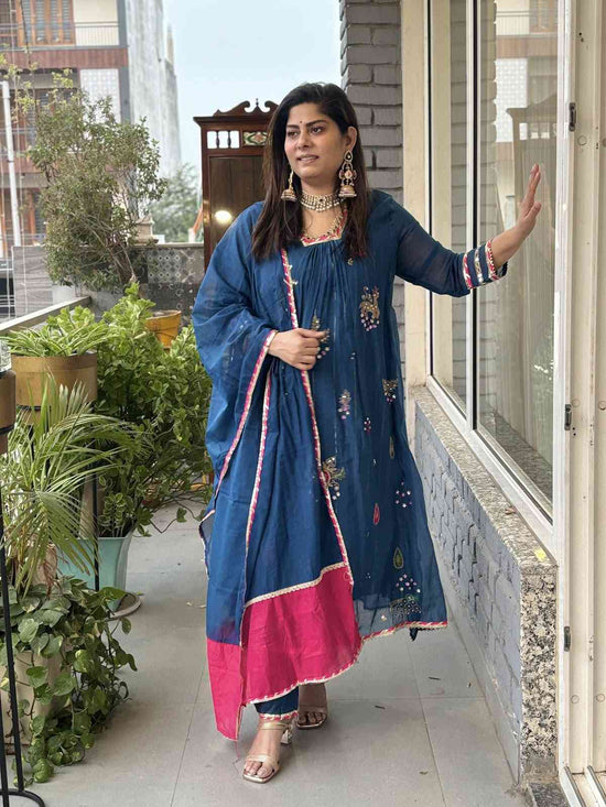 mul-chanderi-embroidered-a-line-suit-set-with-cotton-lurex-lining-chanderi-colour-block-dupatta-blue-1