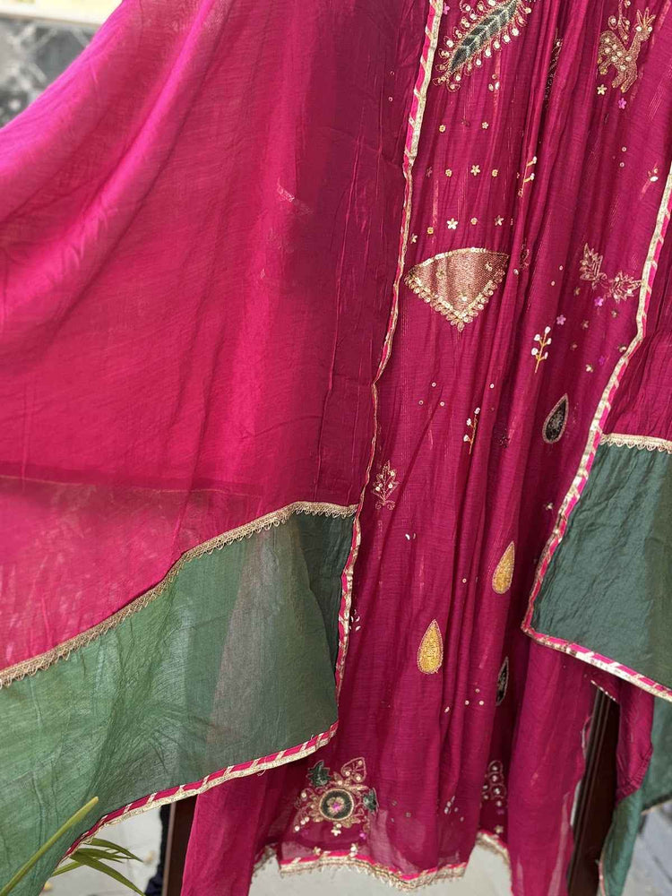 mul-chanderi-embroidered-a-line-suit-set-with-cotton-lurex-lining-chanderi-colour-block-dupatta-wine-4