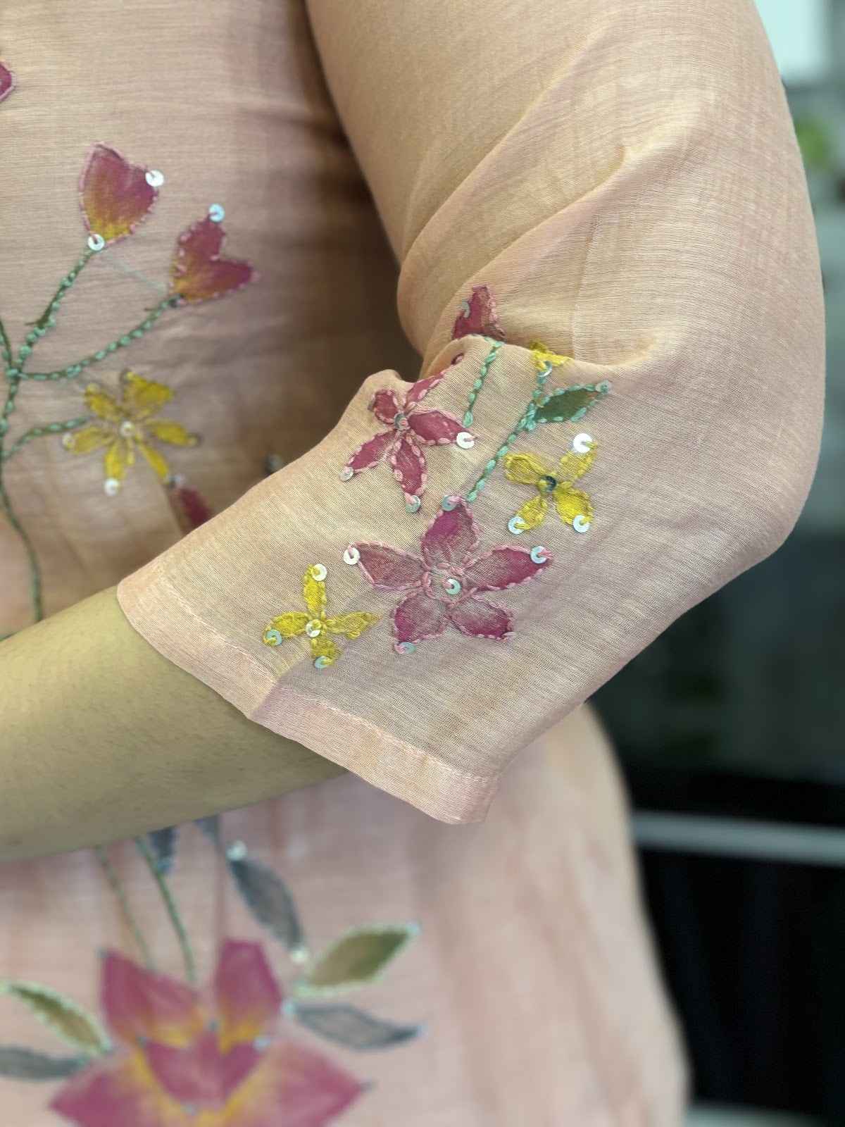 mul-chanderi-hand-painted-katha-stitch-a-line-suit-set-peach-3