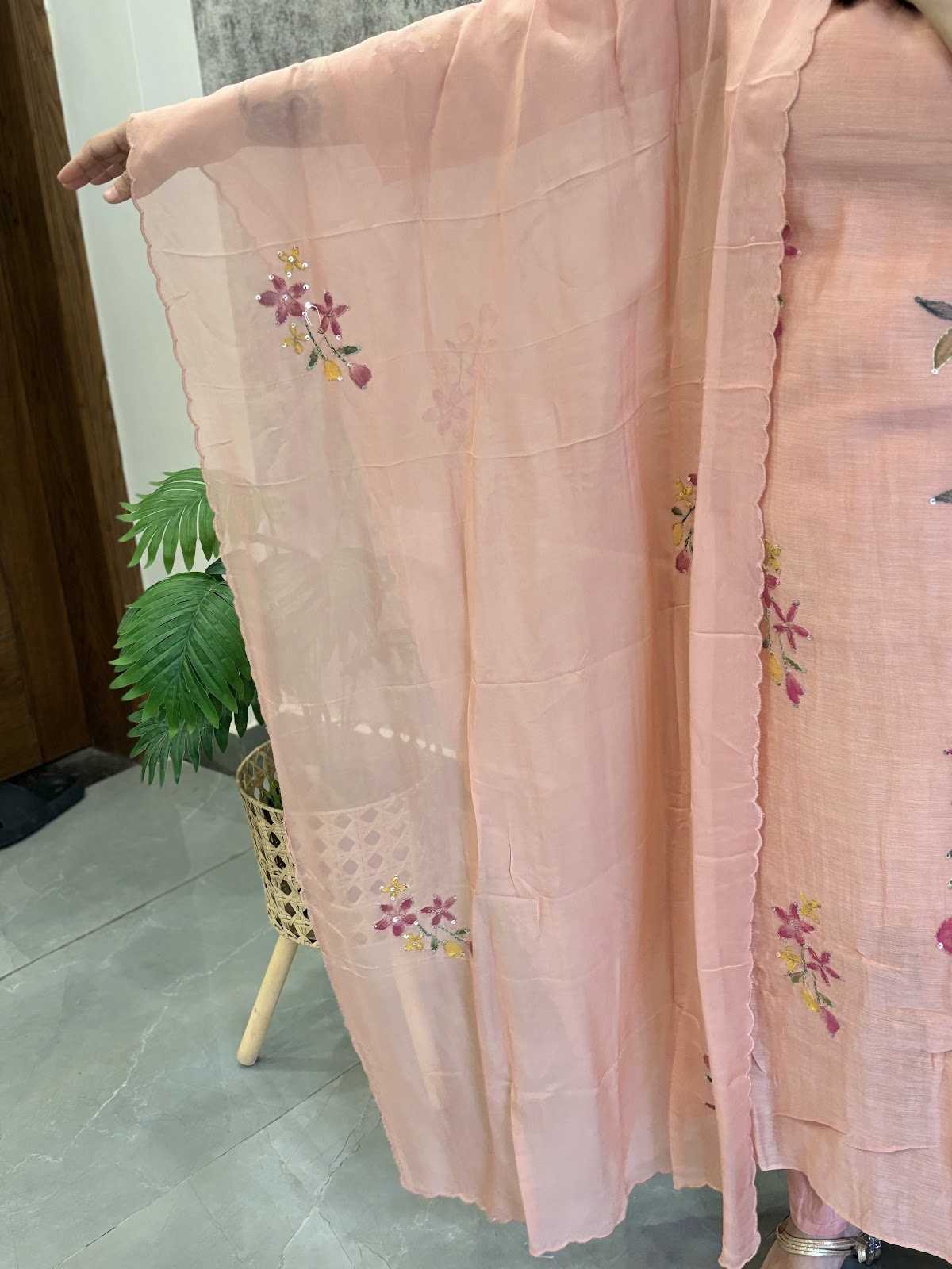 mul-chanderi-hand-painted-katha-stitch-a-line-suit-set-peach-4