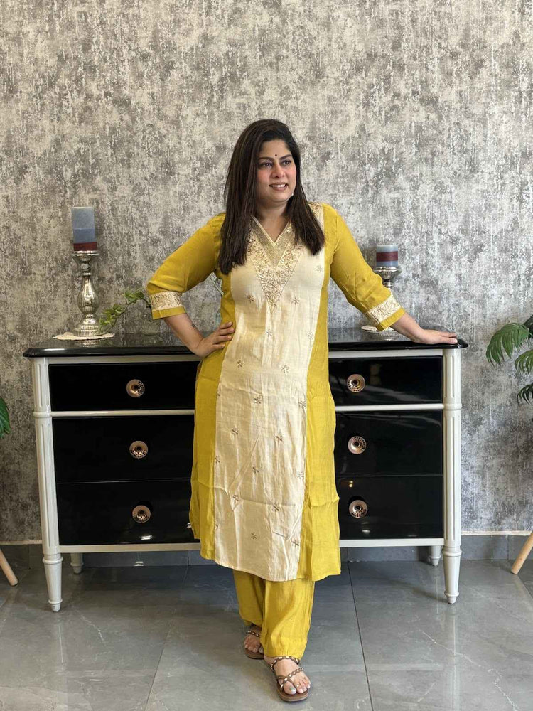 muslin-v-neck-embroidered-pant-set-yellow-1