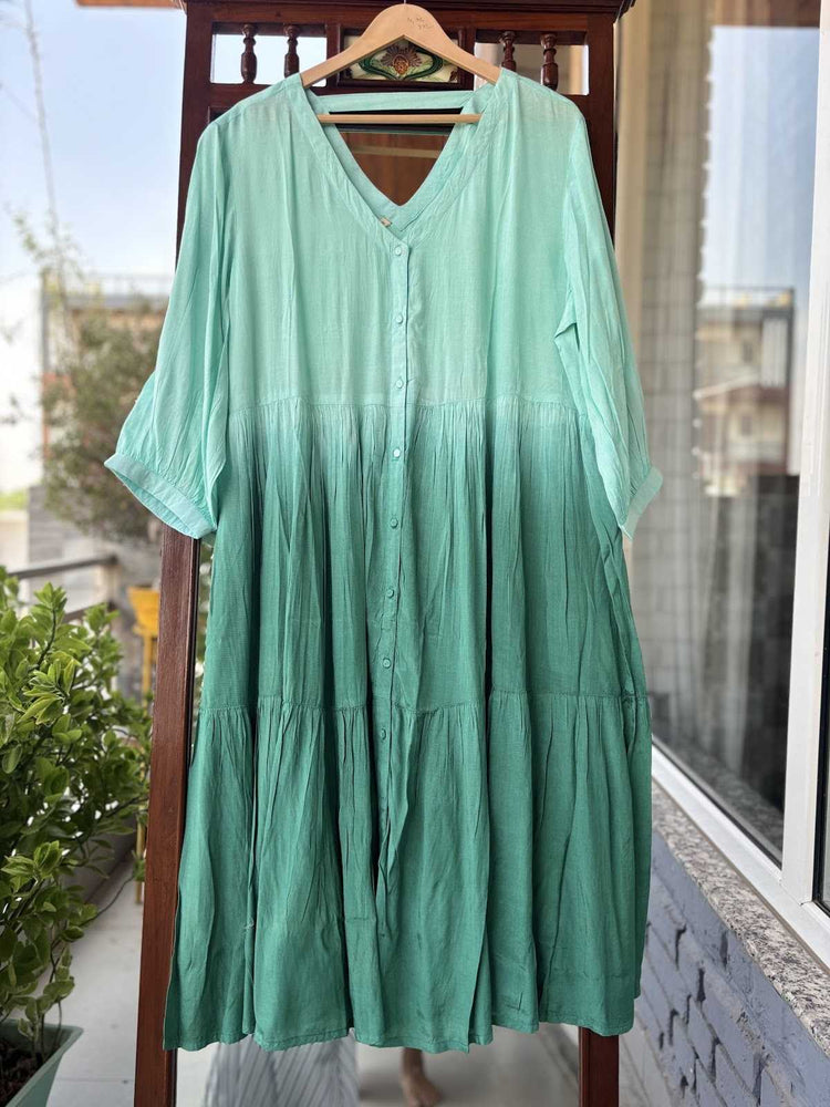 ombré-shade-muslin-knee-length-dress-green-2