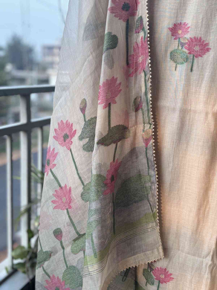 premium-chanderi-pichwai-jamdani-weaving-straight-suit-set-with-cotton-lining-beige-4