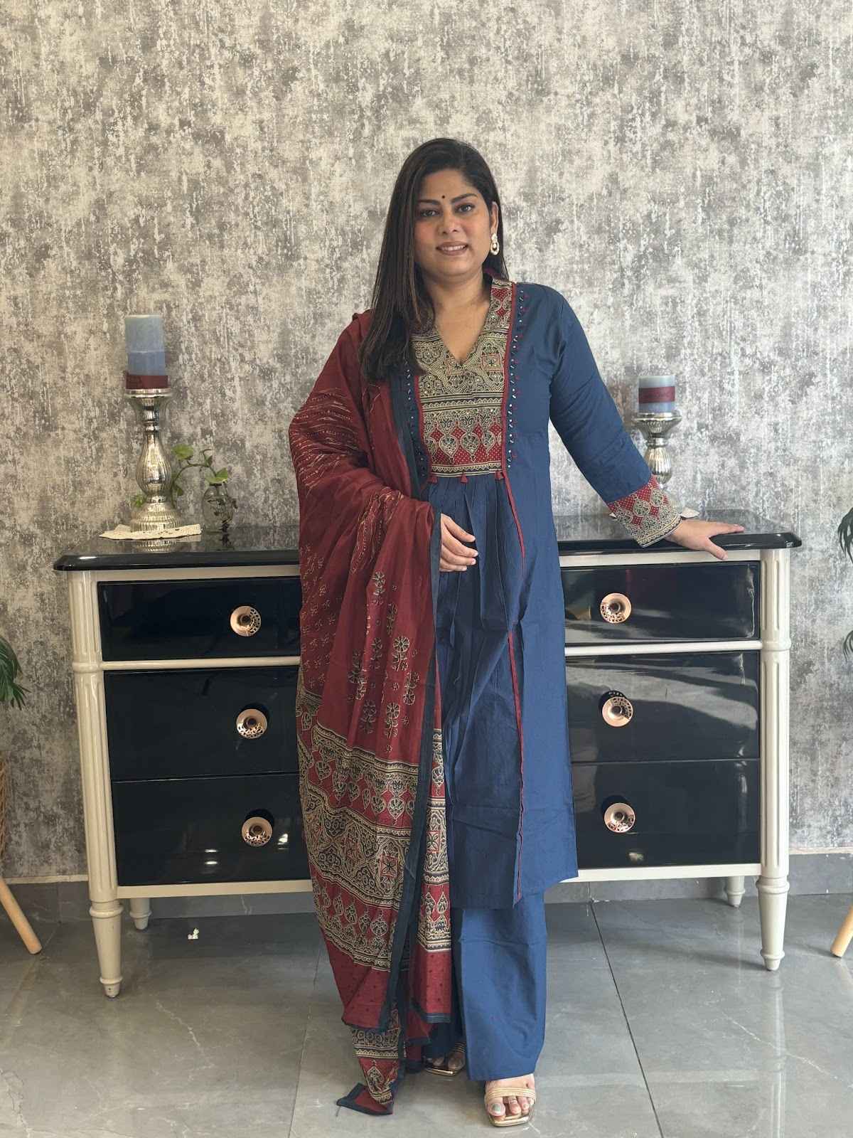 premium-cotton-patch-work-embroidered-a-line-suit-set-paired-with-mul-cotton-dupatta-blue-1