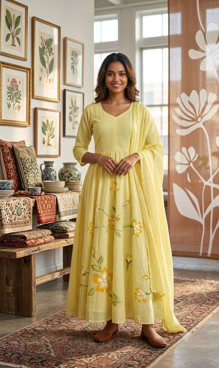 premium-mul-cotton-hand-brush-paint-anarkali-with-mul-cotton-lining-lemon-yellow-1
