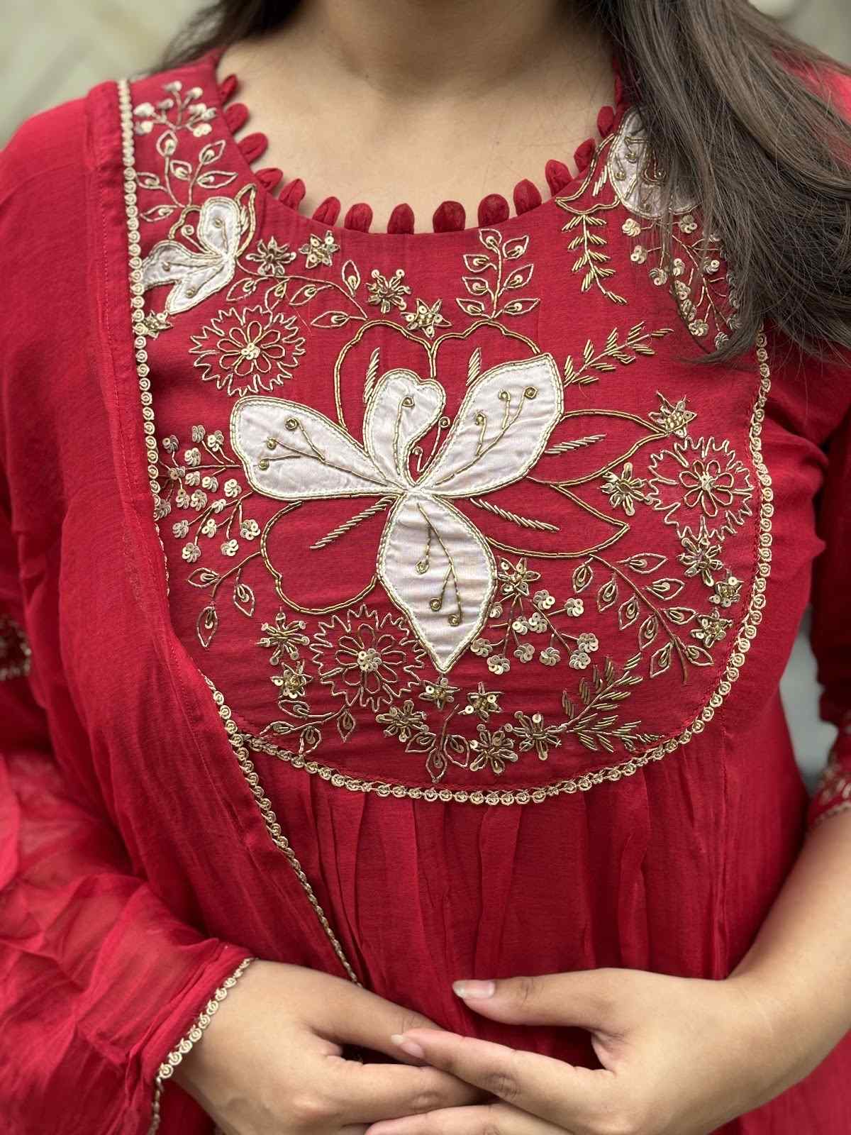 pure-bananas-mul-chanderi-hand-embroidered-a-line-suit-set-red-2