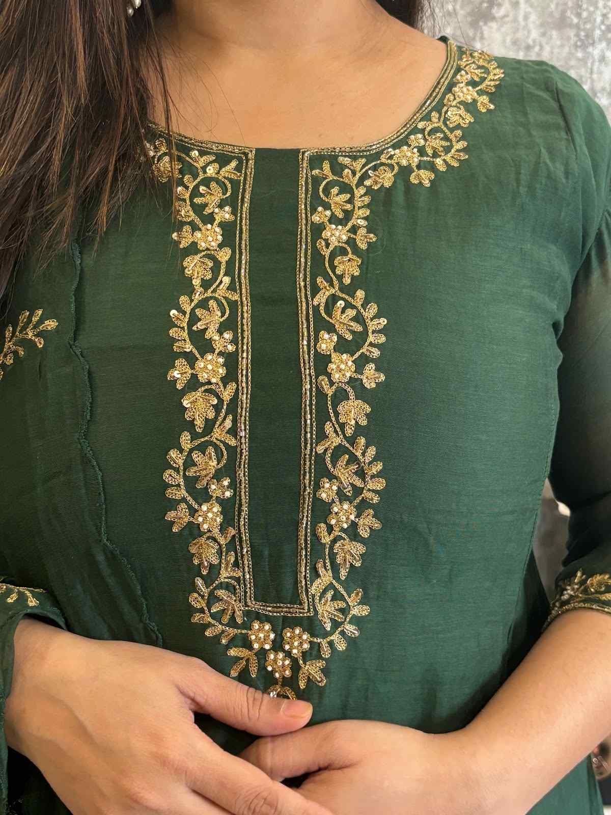 pure-banaras-mul-chanderi-a-line-suit-set-paired-with-pure-mul-chanderi-embroidered-dupatta-bottle-green-2