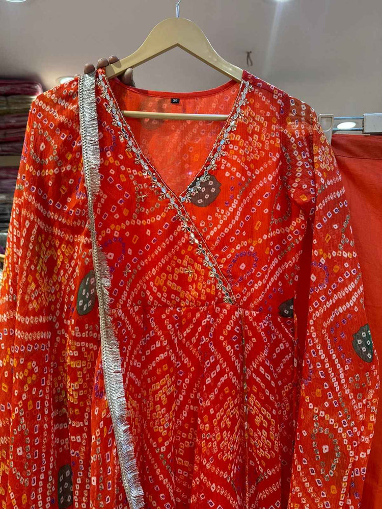 pure-chiffon-hand-embroidered-angrakha-style-bandhni-print-anarkali-orange-2