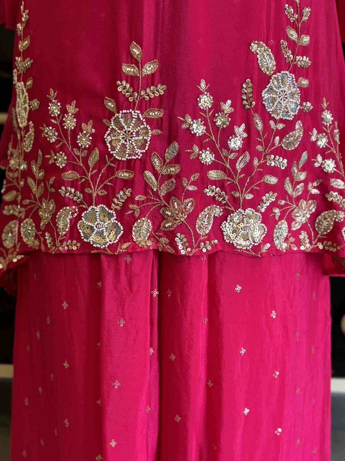 pure-chinnon-hand-embroidered-short-kurta-palazzo-suit-set-rani-3
