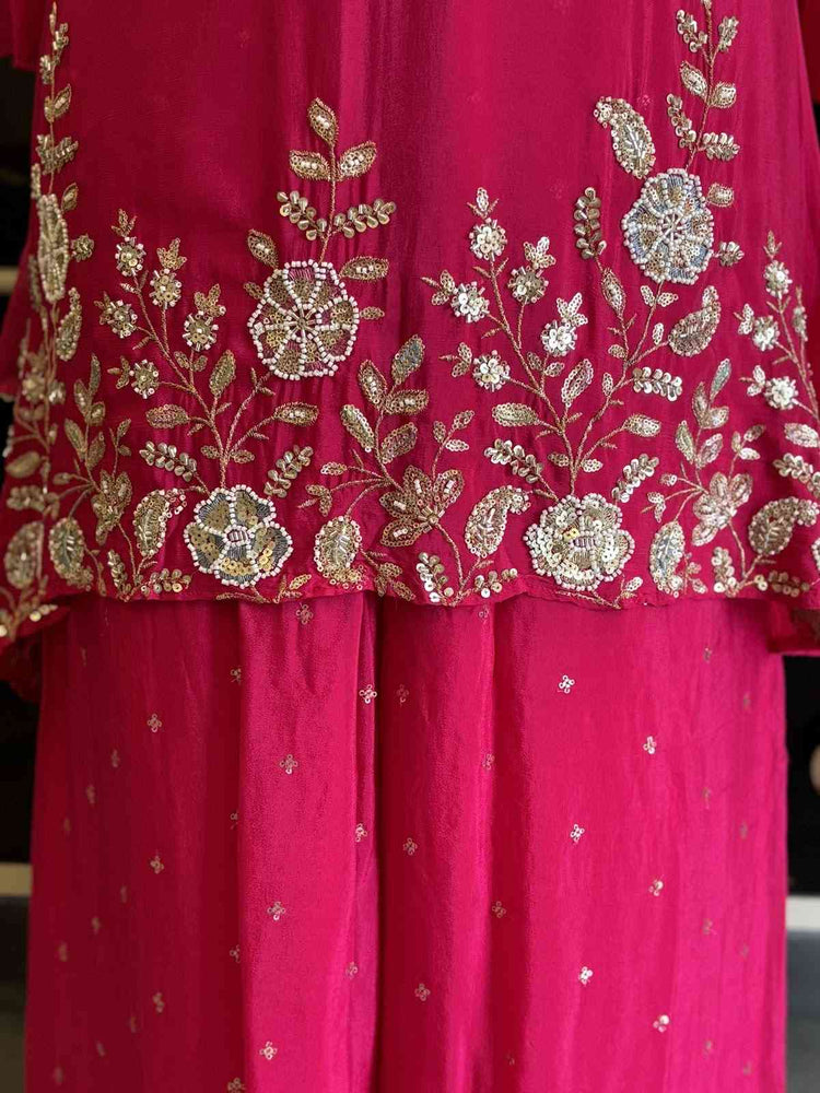 pure-chinnon-hand-embroidered-short-kurta-palazzo-suit-set-rani-3