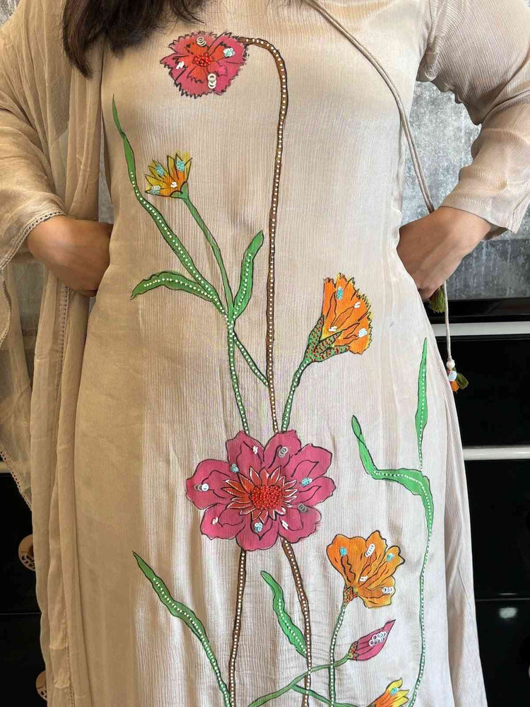 pure-chinnon-hand-painted-hand-embroidered-a-line-suit-set-paired-with-chiffon-dupatta-grey-2