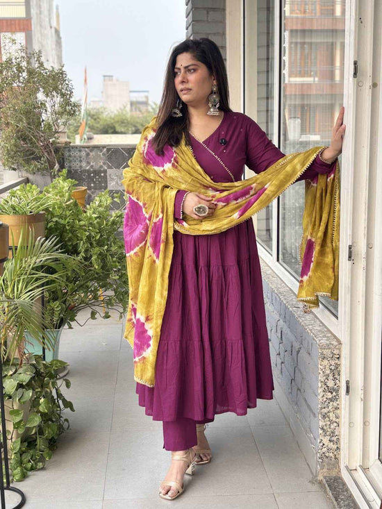pure-cotton-angrakha-style-anarkali-with-shibori-print-cotton-dupatta-purple-1