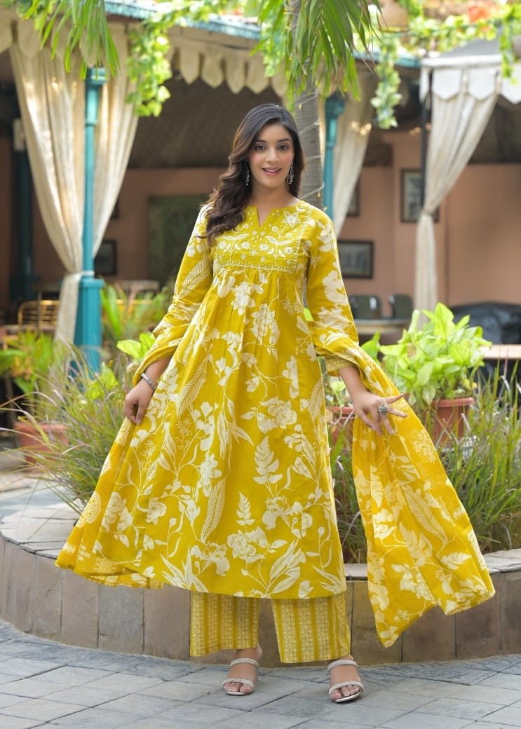 pure-cotton-embroidered-a-line-suit-set-yellow-1
