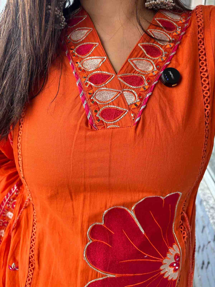 pure-cotton-embroidered-suit-set-with-tassels-on-sides-paired-with-mul-cotton-hand-painted-dupatta-orange-2