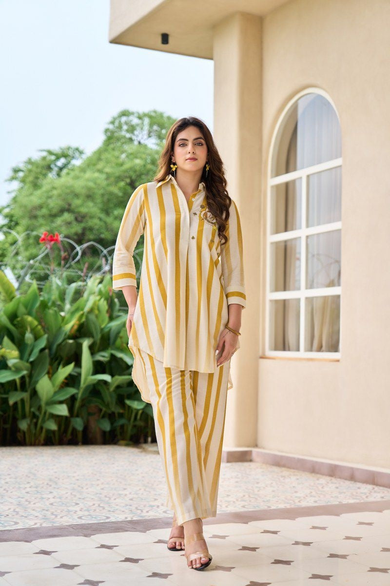 pure-cotton-flex-embroidered-high-low-pattern-striped-co-ord-set-mustard-1