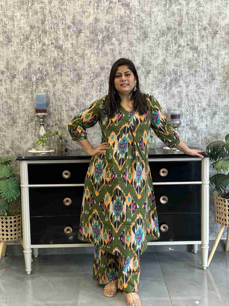 pure-cotton-ikkat-print-a-line-co-ord-set-green-3
