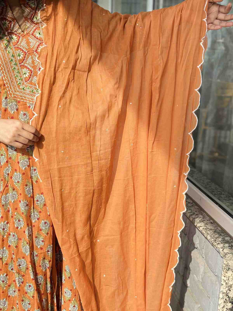 pure-cotton-jaipuri-print-double-layered-gown-with-mul-cotton-dupatta-mustard-4