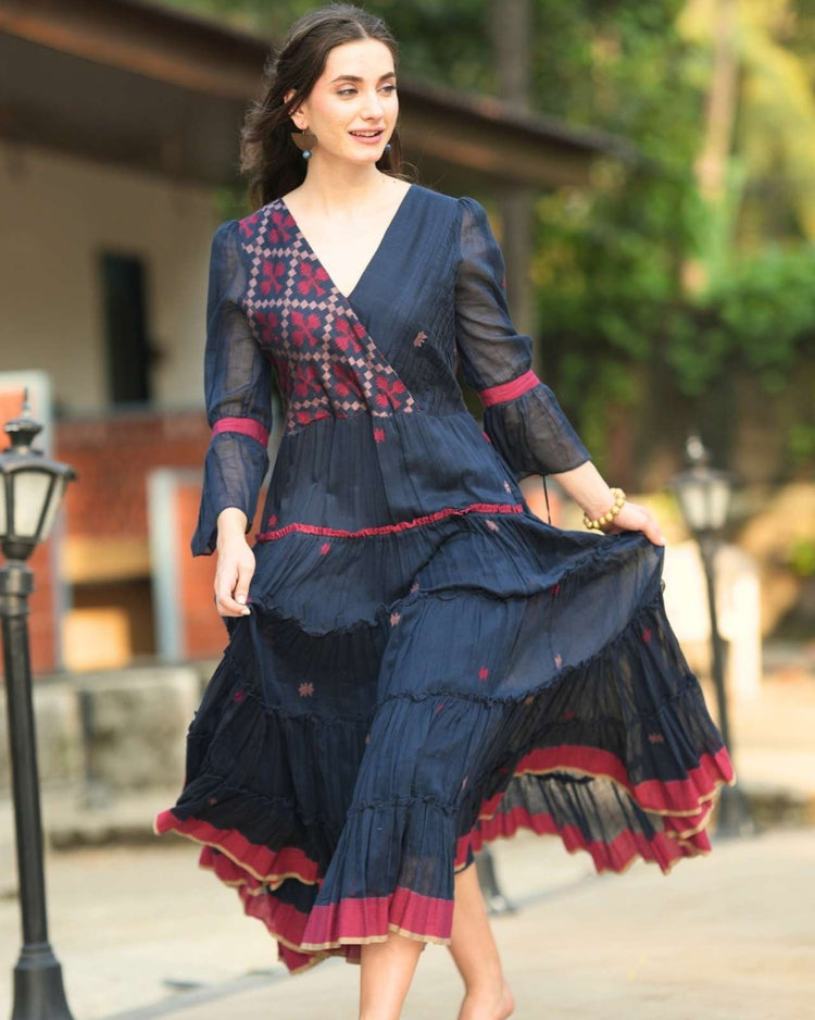 pure-cotton-jamdani-dress-with-both-side-pockets-navy-blue-3