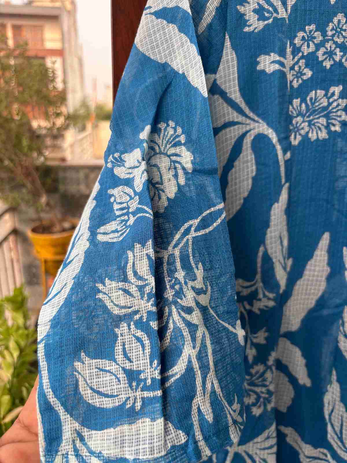 pure-cotton-kota-doria-anarkali-dress-with-pockets-blue-3