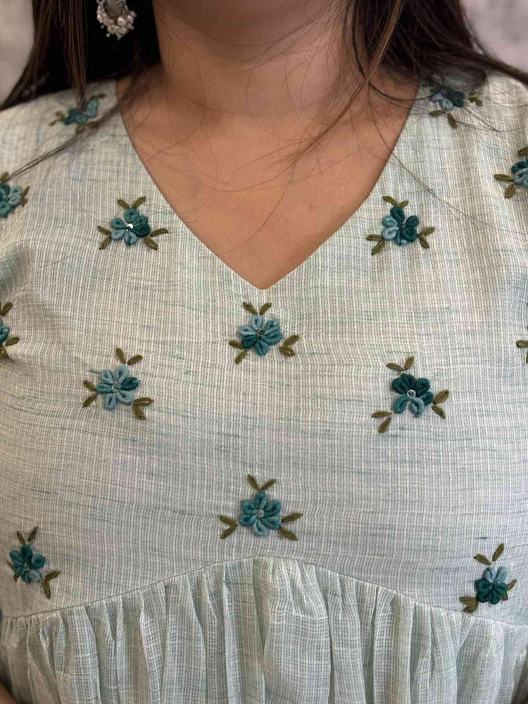pure-cotton-kota-hand-embroidered-dress-with-lining-green-2
