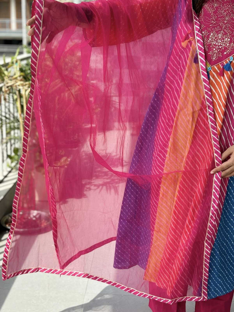 pure-cotton-lehariya-embroidered-anarkali-paired-with-organza-dupatta-rani-4