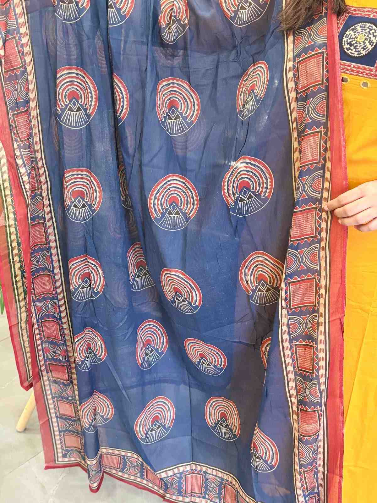 pure-cotton-mirror-work-straight-suit-set-orangish-yellow-4