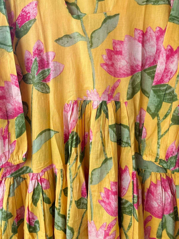 pure-cotton-printed-dress-with-gathers-both-side-pockets-yellow-2