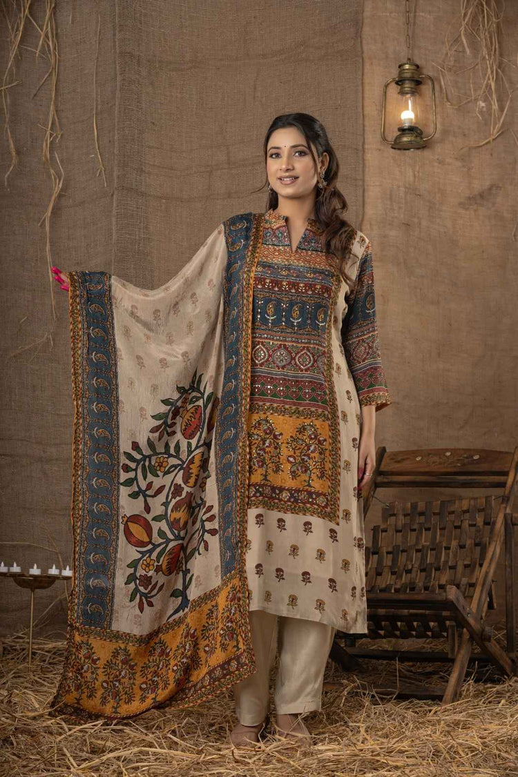 pure-crepe-printed-suit-set-with-hand-embroidery-paired-with-chinnon-kalamkari-print-dupatta-dark-beige-1