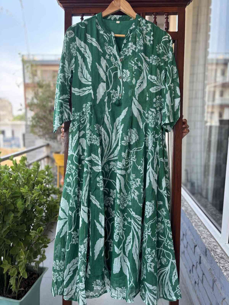 pure-kota-doria-a-line-kurta-with-lining-green-2