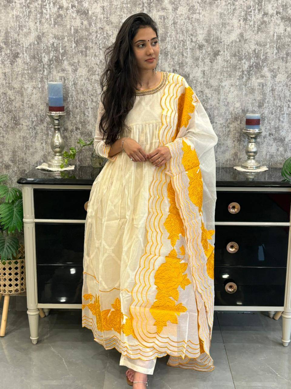 pure-mul-chanderi-weaved-hand-embroidered-applique-work-suit-set-off-white-and-yellow-1