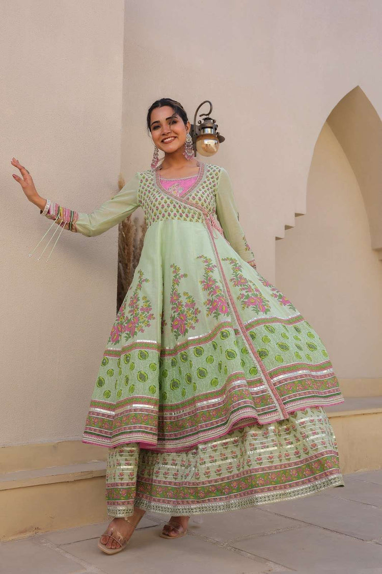 pure-mul-cotton-angrakha-style-two-layered-gota-work-floor-length-dress-pista-green-3