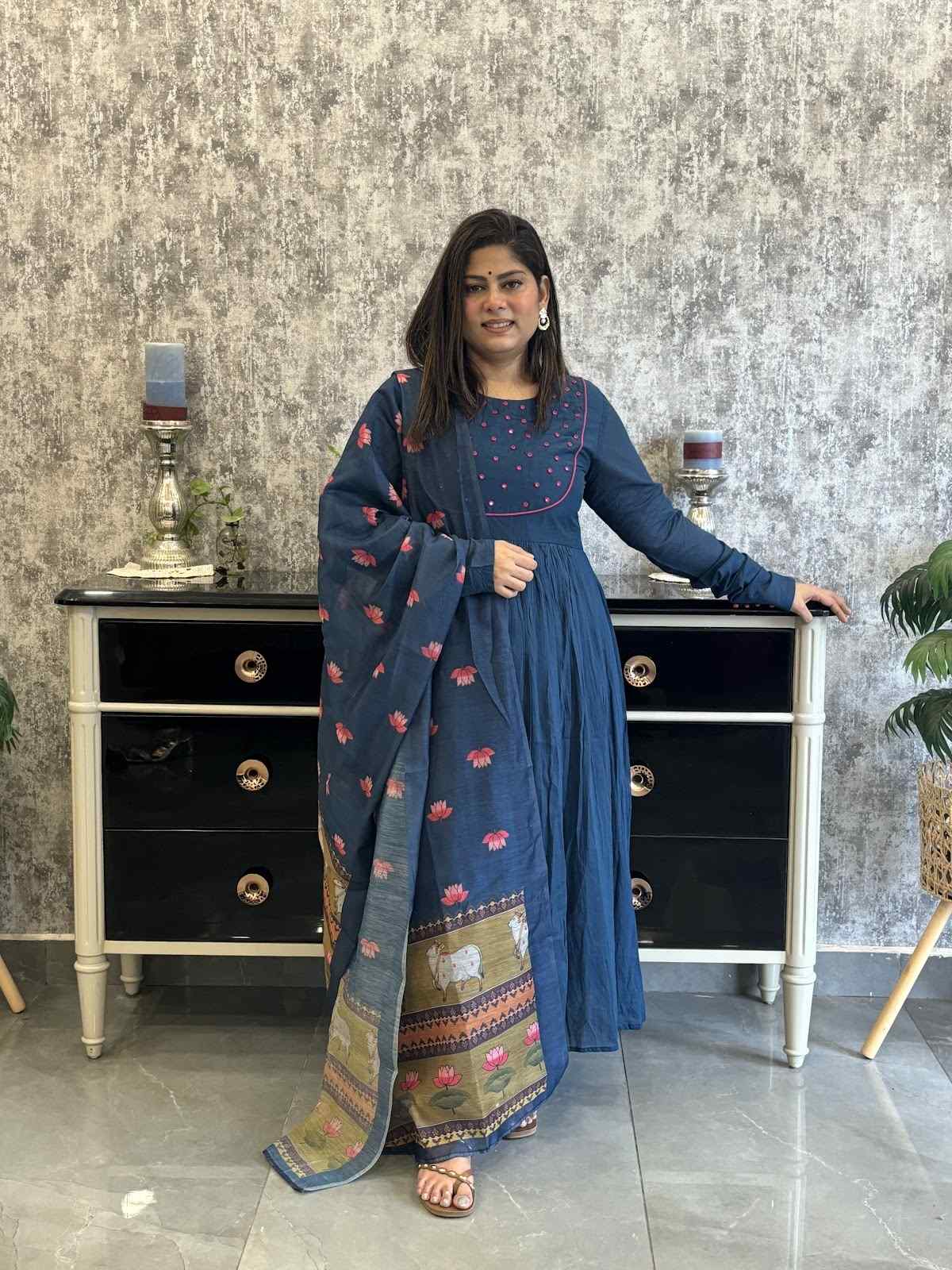 pure-mul-cotton-hand-embroidered-suit-set-paired-with-pichwai-print-chanderi-dupatta-blue-1