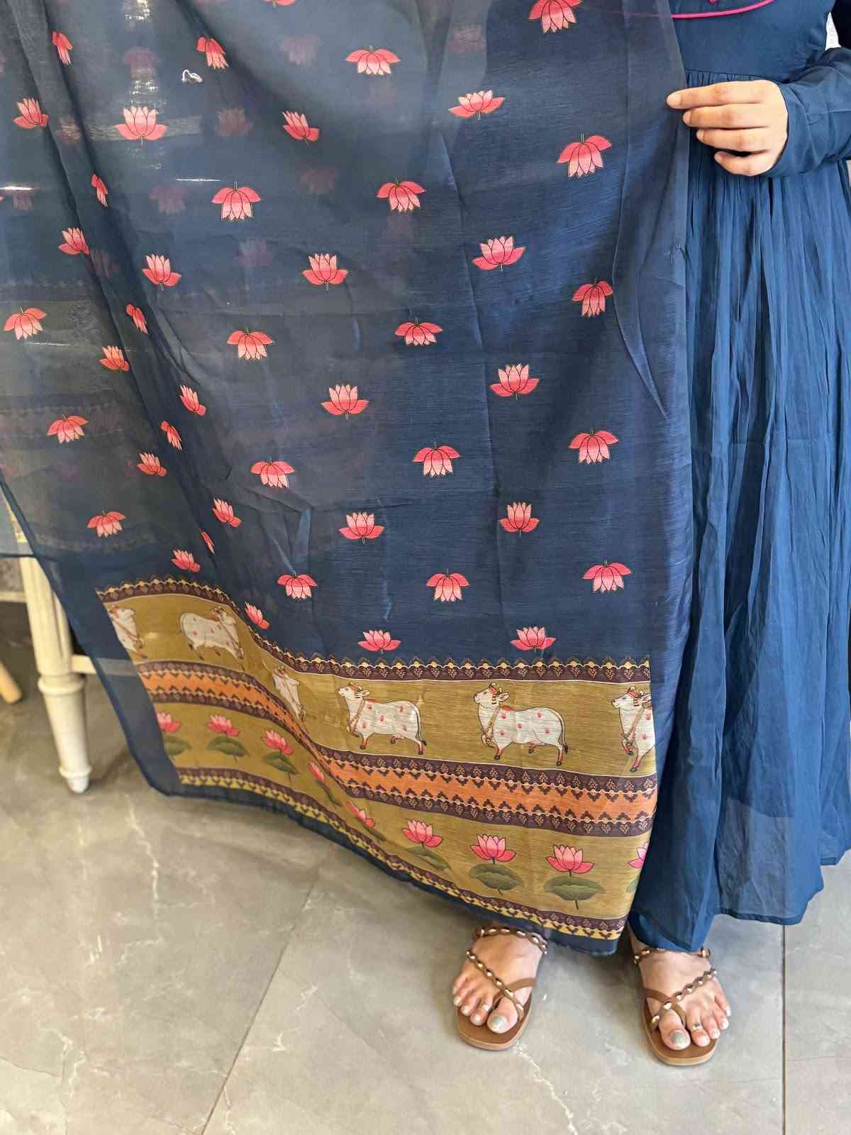 pure-mul-cotton-hand-embroidered-suit-set-paired-with-pichwai-print-chanderi-dupatta-blue-4