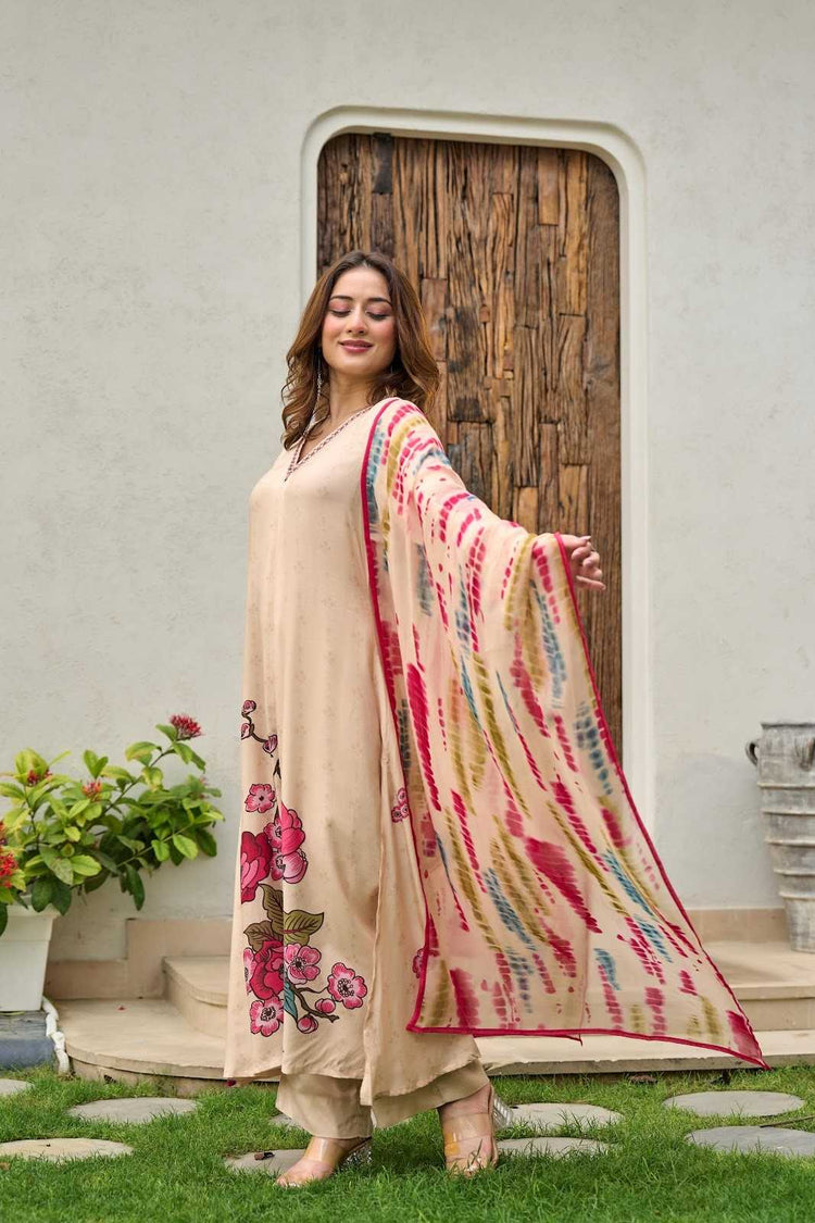 pure-muslin-digital-print-a-line-suit-set-paired-with-pure-viscose-organza-shibori-print-dupatta-beige-3