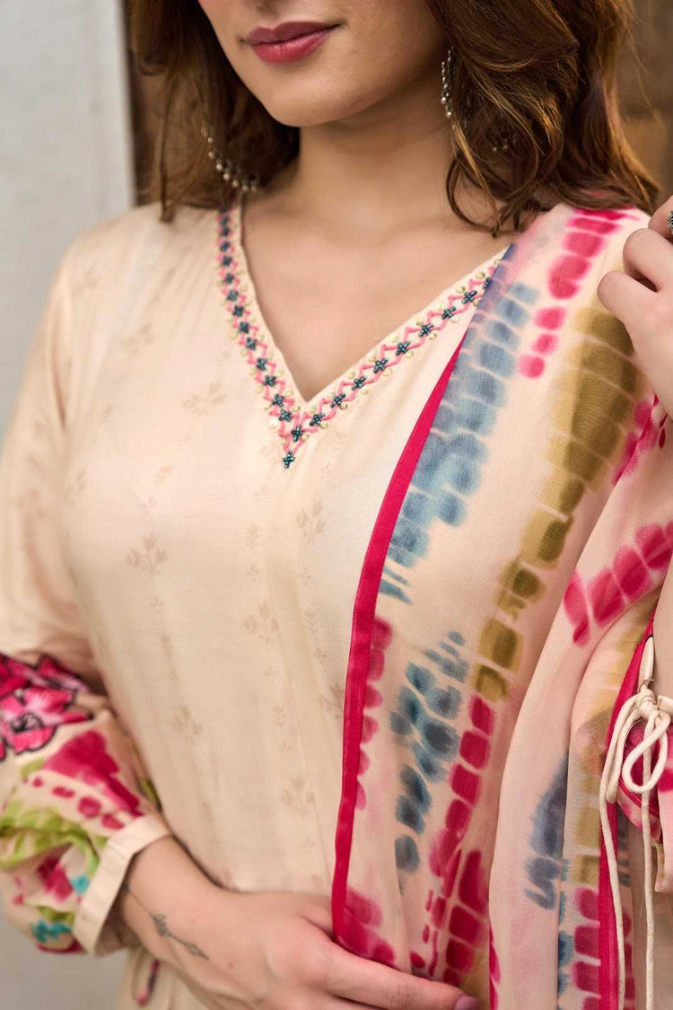 pure-muslin-digital-print-a-line-suit-set-paired-with-pure-viscose-organza-shibori-print-dupatta-beige-4