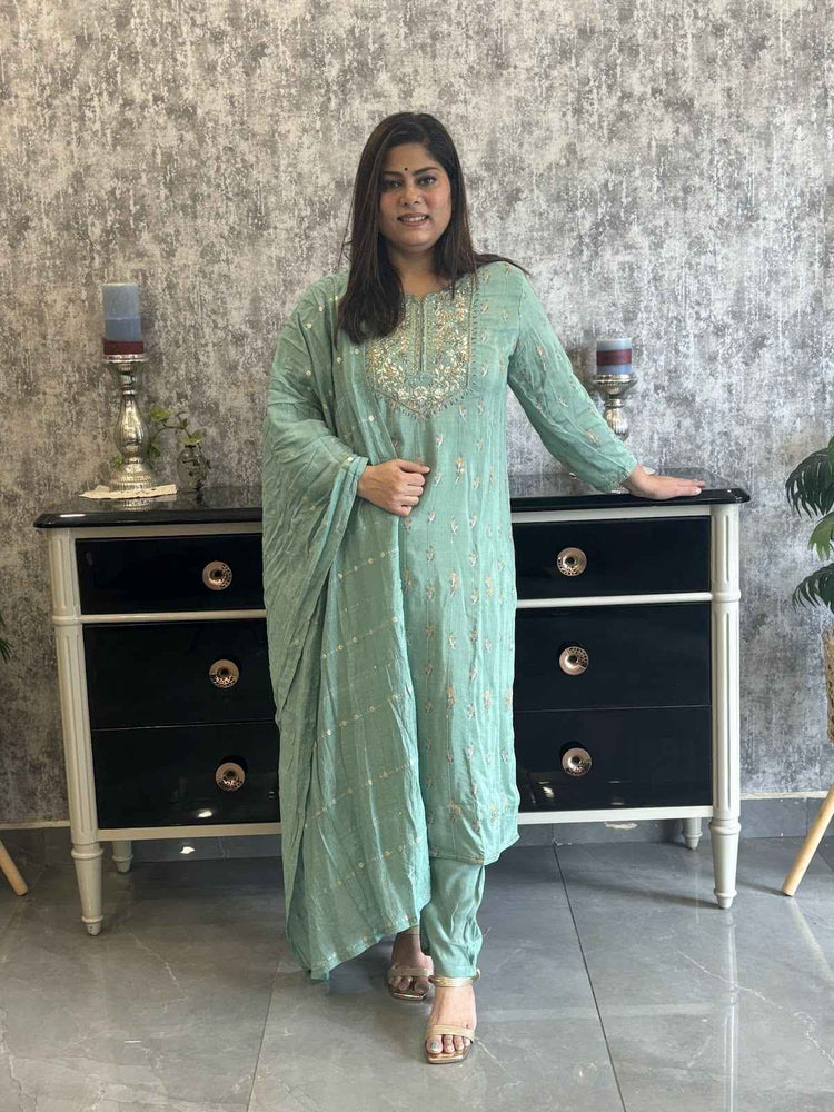 pure-muslin-jacquard-gota-patti-work-suit-set-rama-green-1