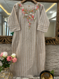 Pure Cotton Handloom Hand Embroidered Kurta in Light Brown
