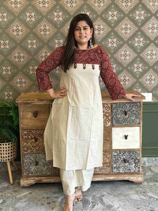 ajrakh-hand-embroidered-a-line-pant-set-beige-1