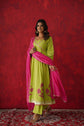 block-print-anarkali-embroidered-suit-set-paired-with-kota-doria-seqin-embellished-dupatta-neon-green-1