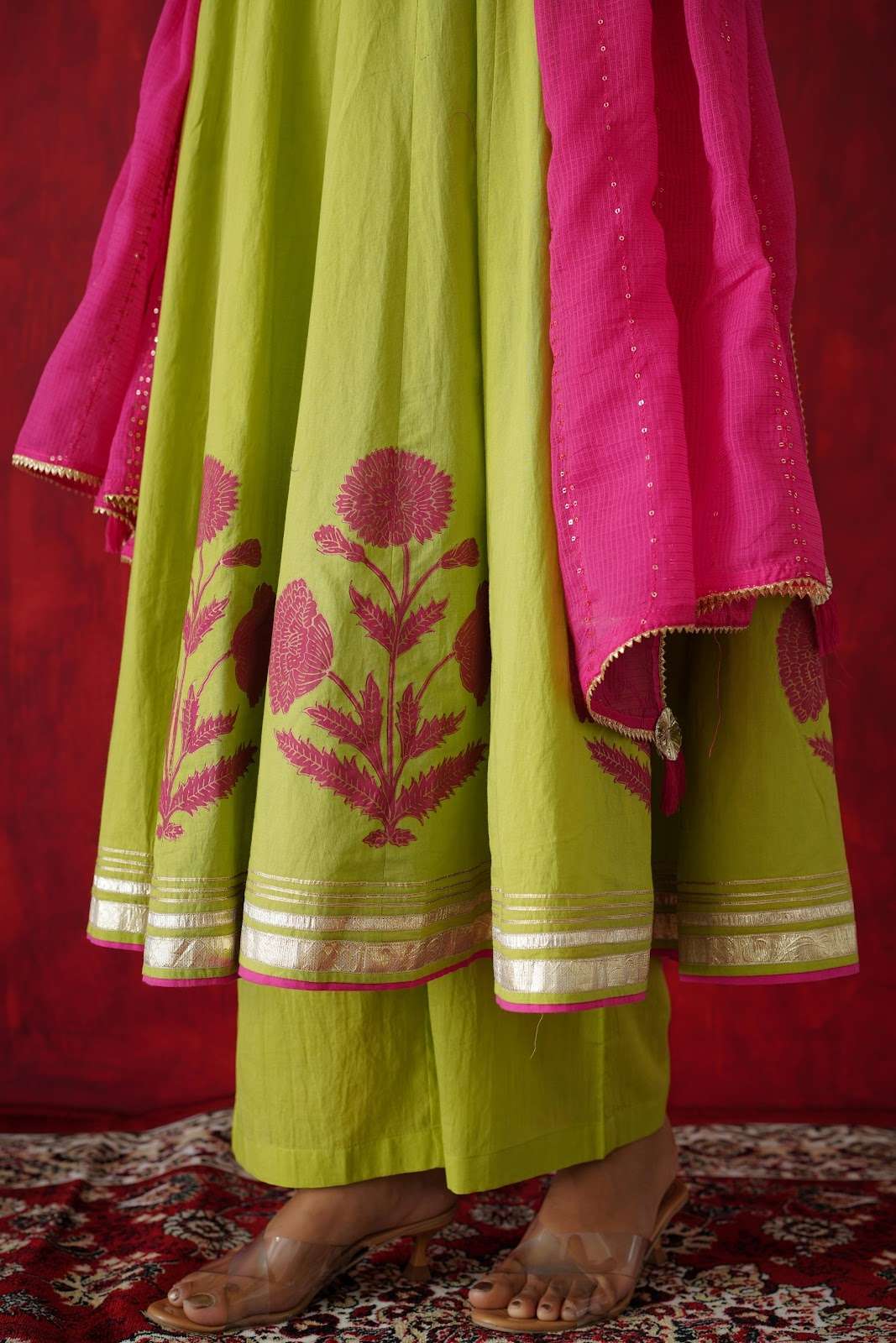block-print-anarkali-embroidered-suit-set-paired-with-kota-doria-seqin-embellished-dupatta-neon-green-3