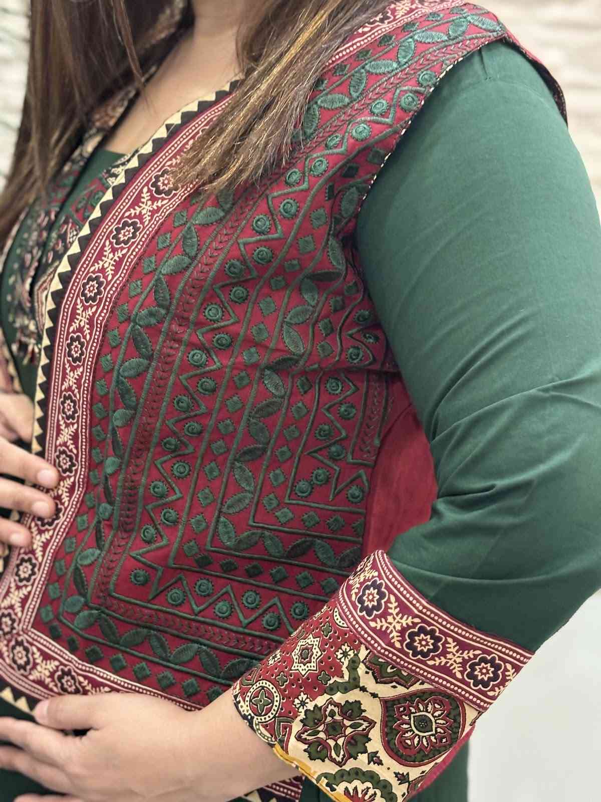cambric-cotton-a-line-pant-set-paired-with-embroidered-jacket-green-3