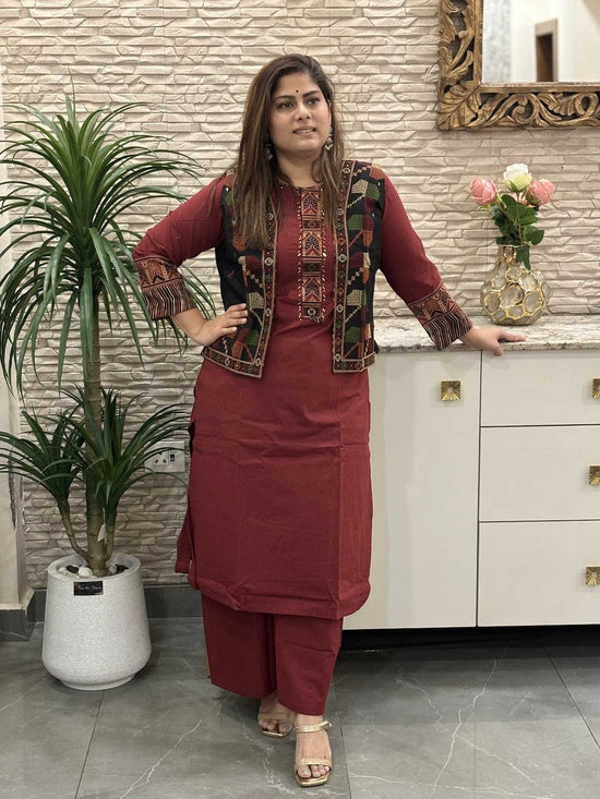 cambric-cotton-a-line-pant-set-paired-with-embroidered-jacket-maroon-1