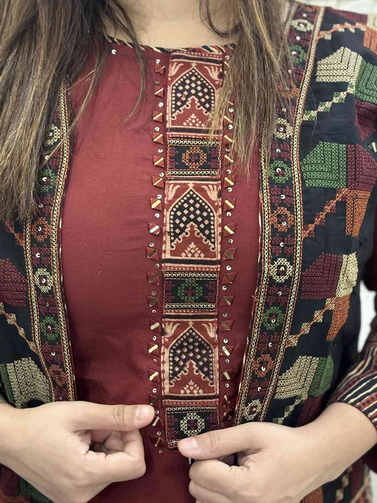 cambric-cotton-a-line-pant-set-paired-with-embroidered-jacket-maroon-2